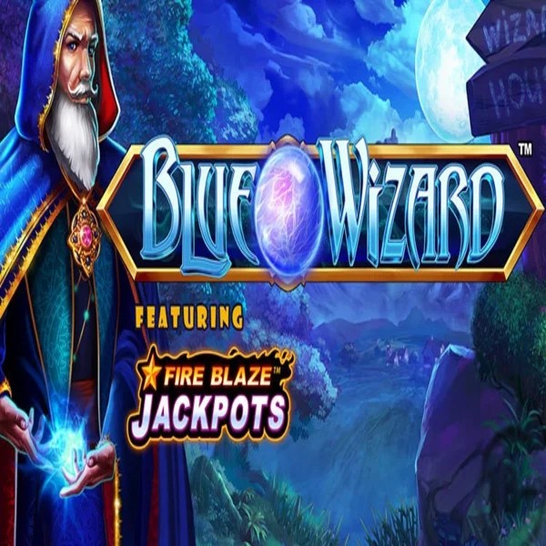 Blue Wizard Fire Blaze Jackpots by Rarestone Gaming, showcased at lanista.eu.com – game logo
